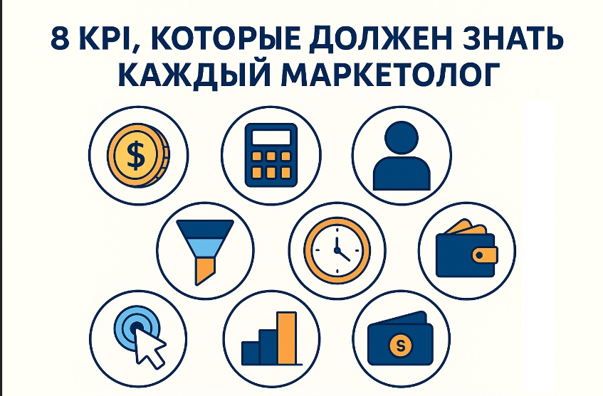 Инфографика: 8 ключевых KPI, которые должен знать каждый маркетолог — LTV, CPA, ROMI, CTR, CAC, и другие